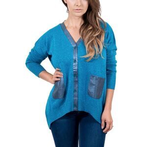Maglierie Di Perugia V-Neck Acqua Lurex Cardigan